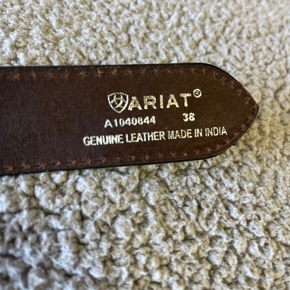 Ariat Concho Belt Mens 38 Brown Leather Tooled Cowboy Rodeo Western Ranch Farm - Picture 6 of 7
